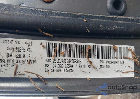 2011 Dodge Challenger из США, поврежденный, VIN 2B3CJ4DG8BH558302